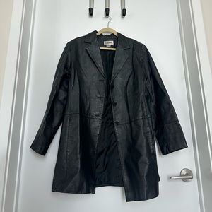 Vintage Genuine Leather Blazer Jacket in Black